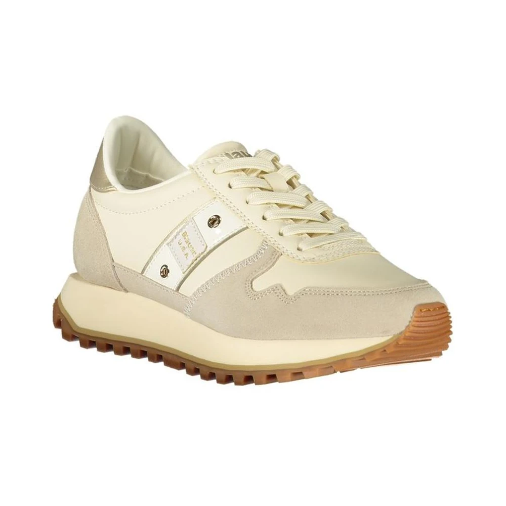 Blauer Women's Beige Sneakers, 7 Uk, Leather Low-Top Sneaker