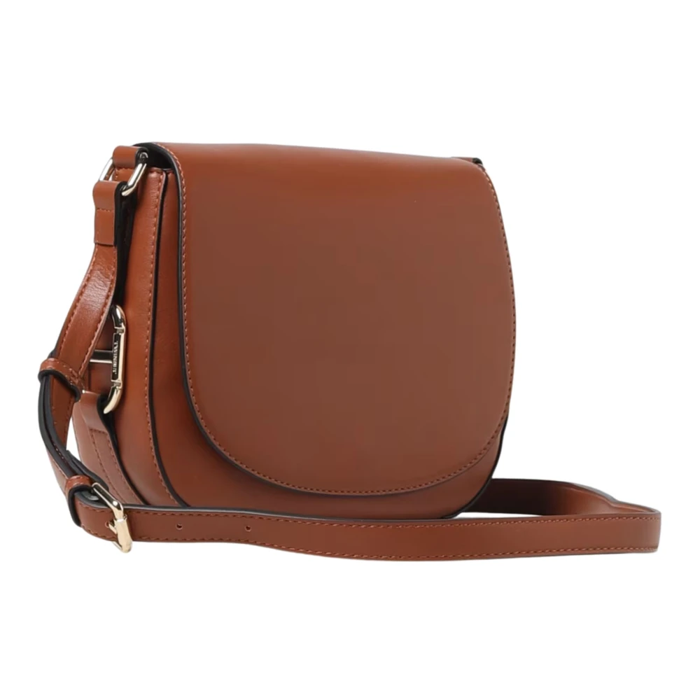 Twinset Bruine leren schoudertas ronde vorm Brown Dames
