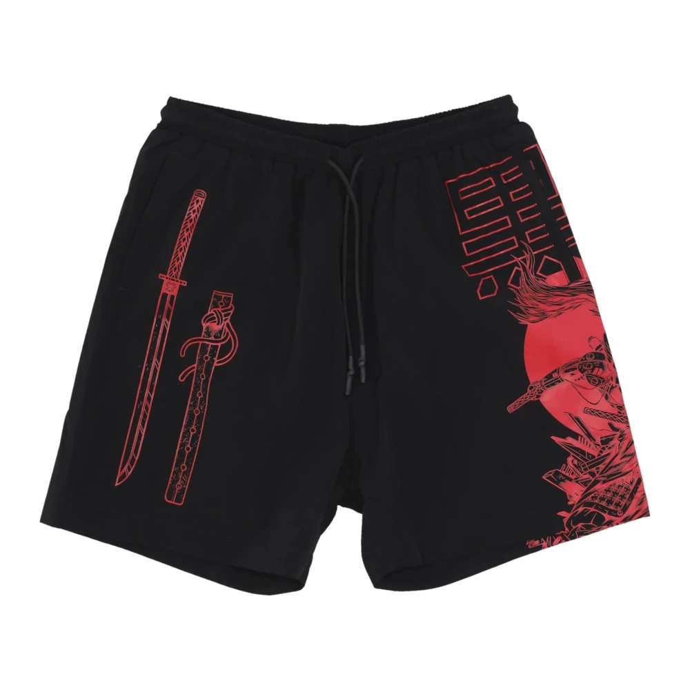 Dolly Noire Men's Black Beachwear, Xl, Musashi Outline Swim Shorts /Multi
