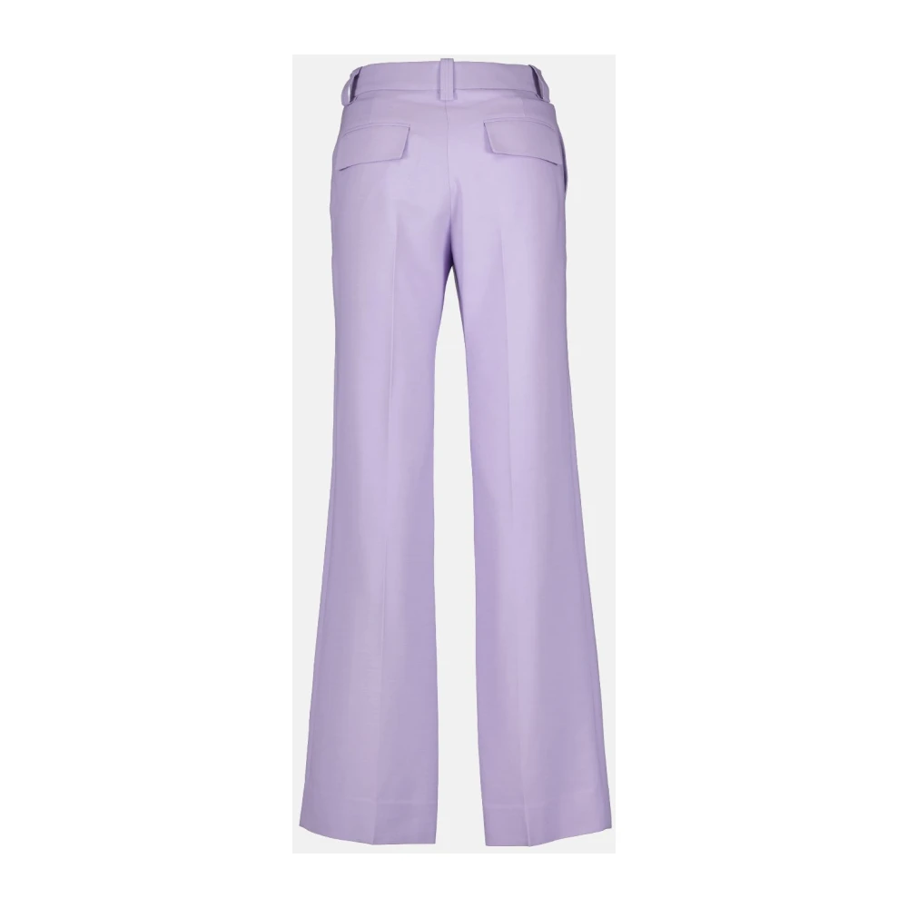 Victoria Beckham Gestructureerde Wol Straight Broek Purple Dames