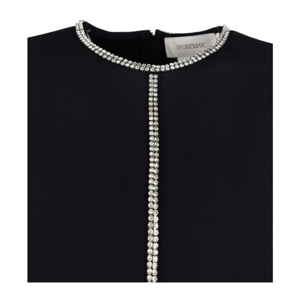 SPORTMAX Zwarte mouwloze jurk met strass detail Black Dames