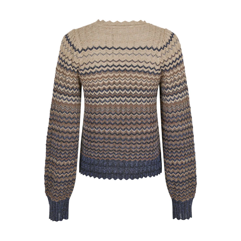 NEO NOIR Chevron Gebreide Pullover Blouse Blue Dames