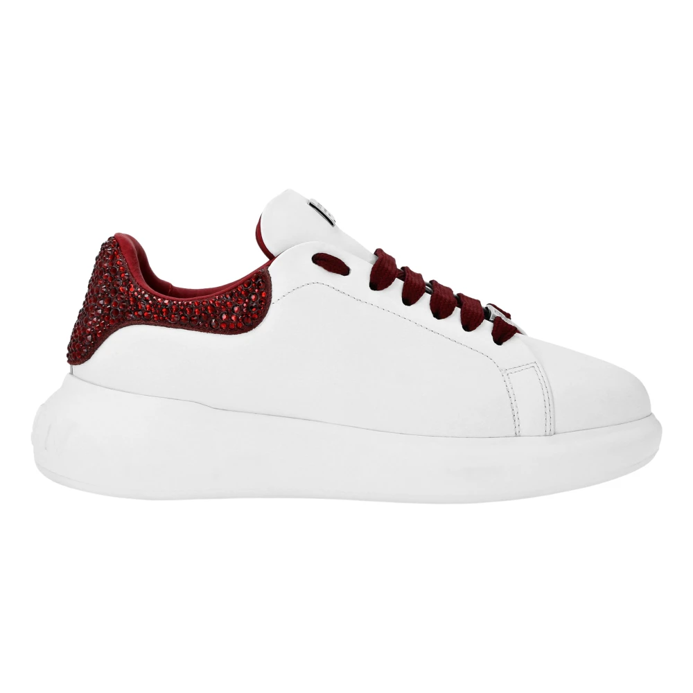Philipp Plein Women's White Sneakers, 6 Uk, Low Top Trainers Mix Strass