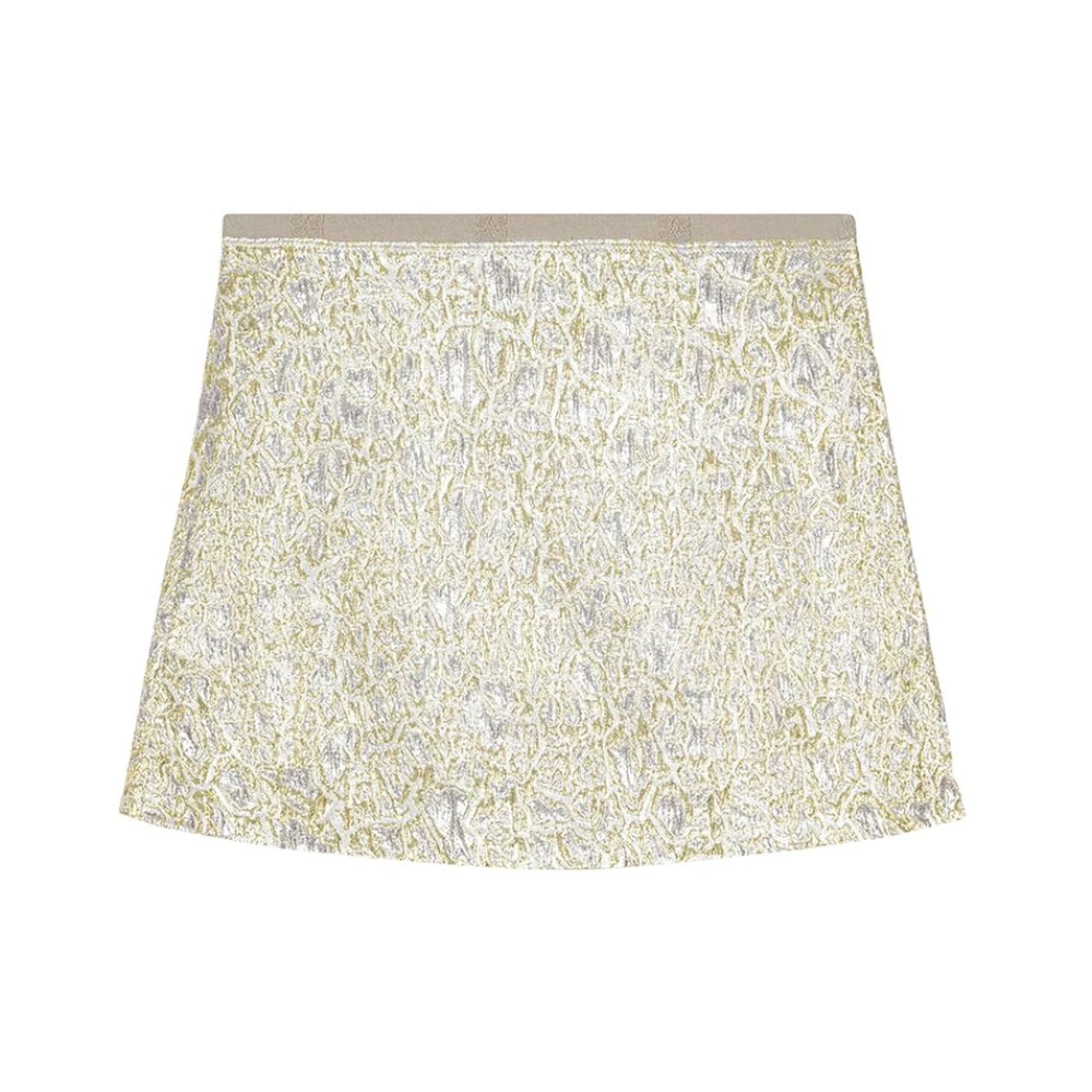 Ganni Metallic Effect A-Lijn Rok Yellow Dames