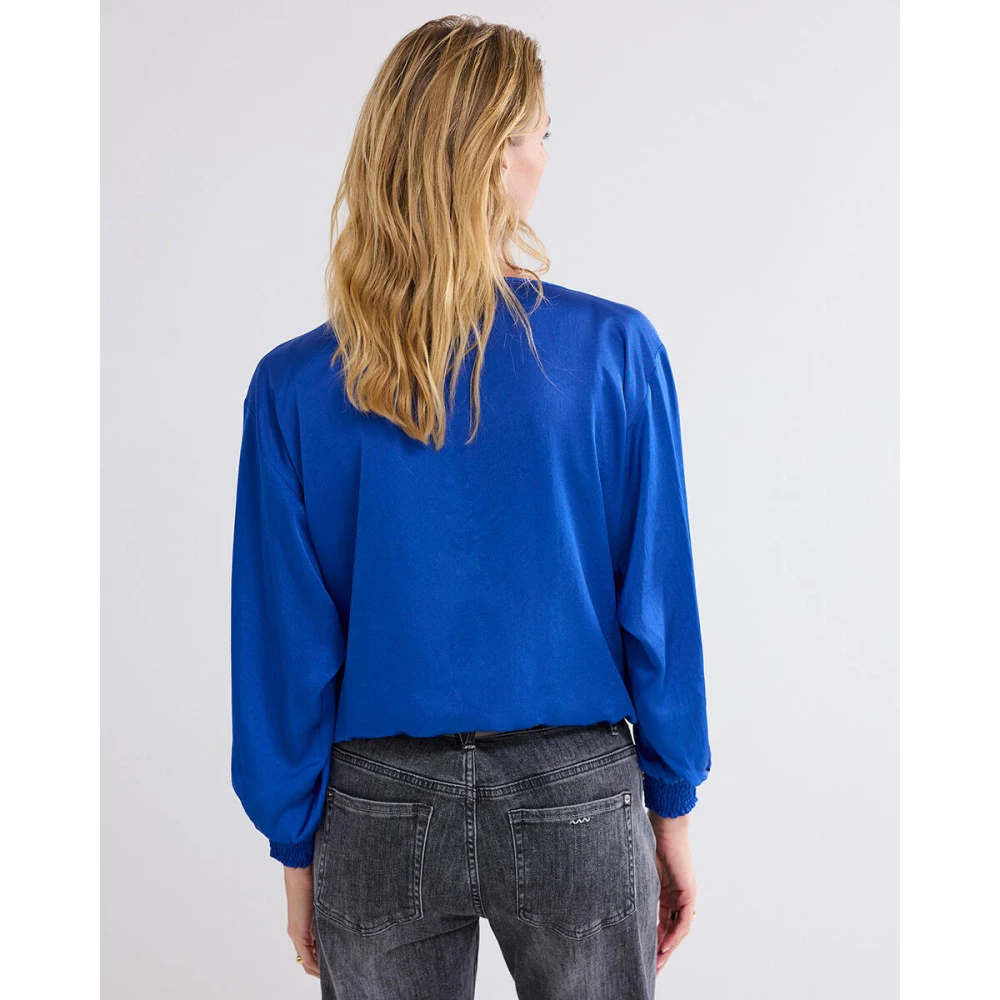 Summum Woman Zijdezachte Batwing Top Blue Dames