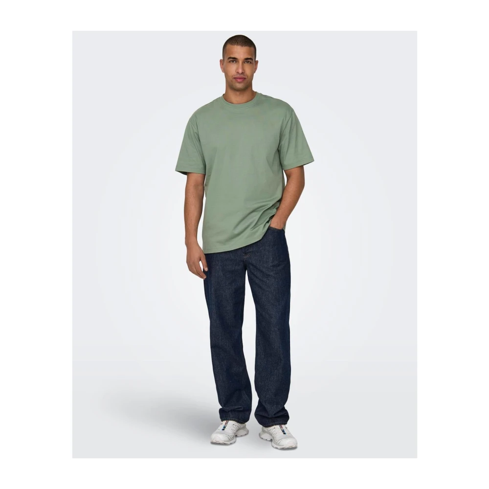 Only & Sons Oversized Katoenen T-Shirt Green Heren