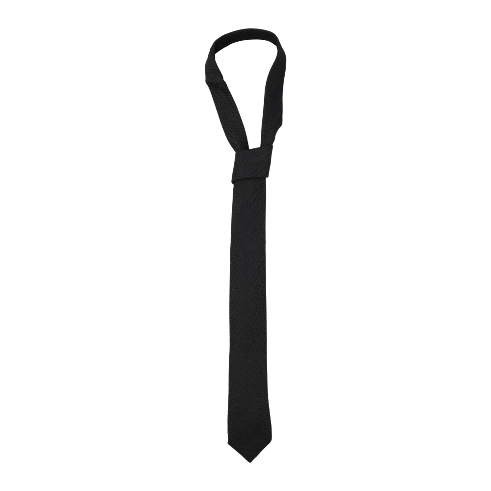 Ami Paris Gestreepte zijden slank model stropdas Black Heren