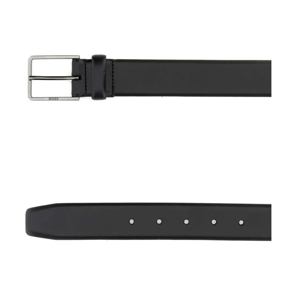 Boss Klassieke Zwarte Leren Riem Black Heren