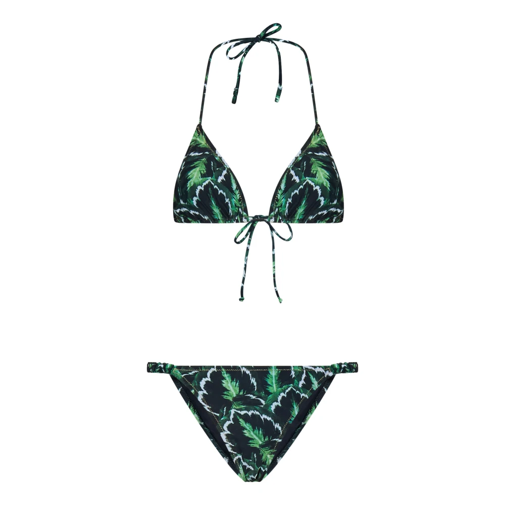 Reina Olga Grön Bikini med Bladtryck Green, Dam