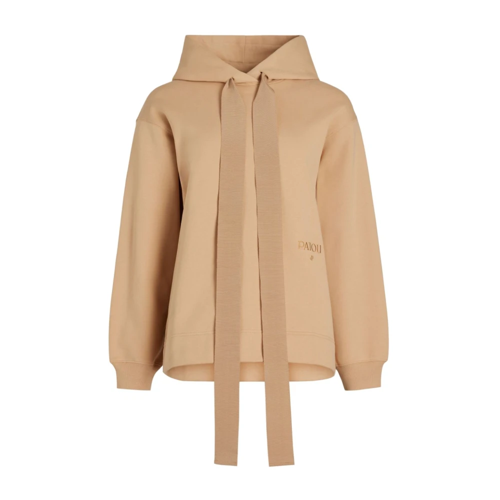 Patou Geborduurde Logo Katoenen Trui Beige Dames