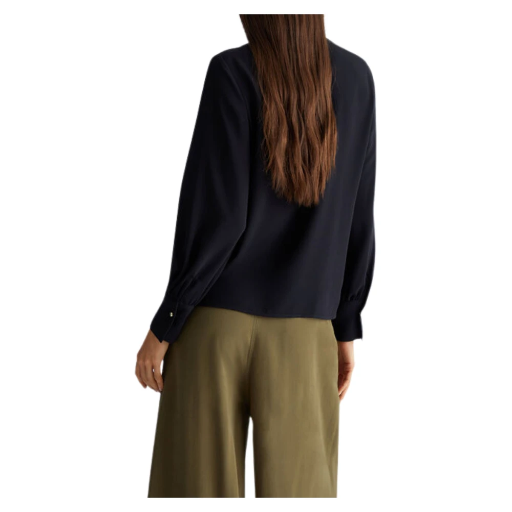 Liu Jo Zwarte Blouse met Strik Kraag Black Dames