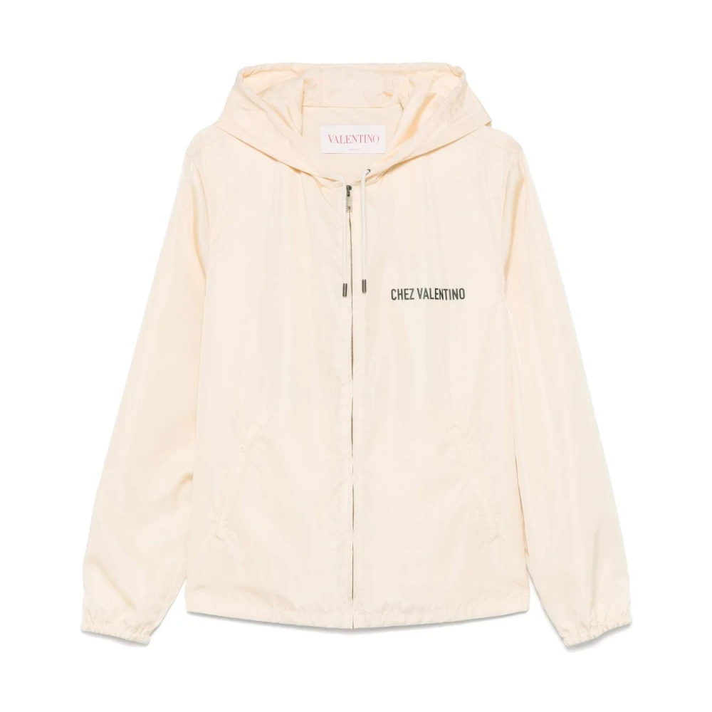 Valentino Witte Hoodie met Ritssluiting White Heren