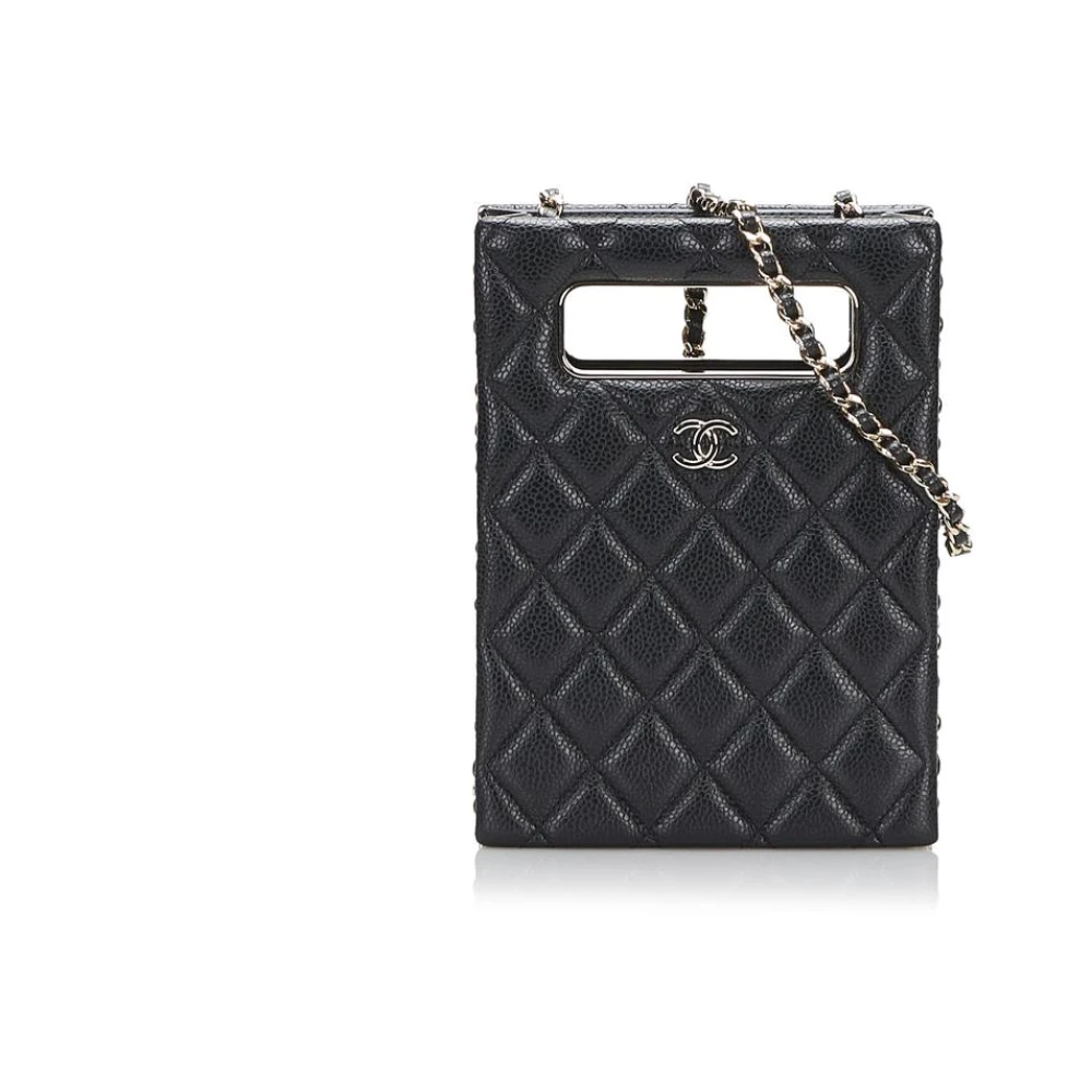 Chanel Vintage Women's Black Vintage Handbags, One Size, Pre-Owned Caviar Leather Quilted Crossbody