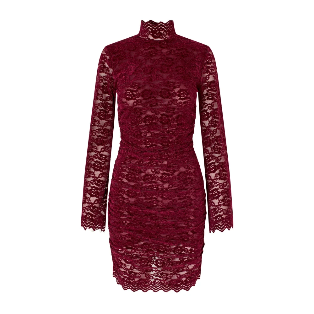 Cras Elegante Gedrapeerde Bordeaux Jurk Red Dames