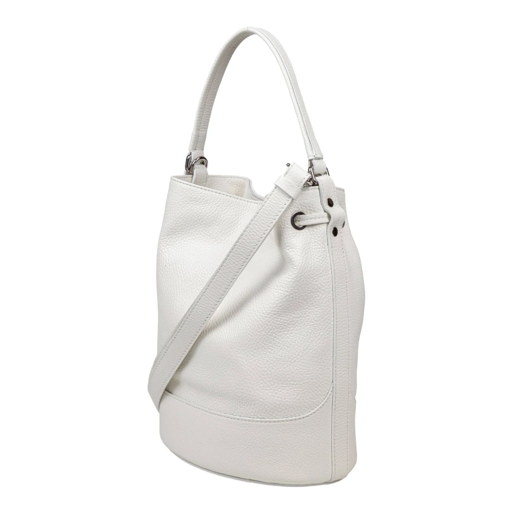 Zanellato Melkleren Bucket Bag Draaivergrendeling White Dames
