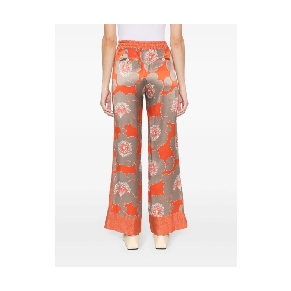 Kiton Zijden broek met grafische print Orange Dames