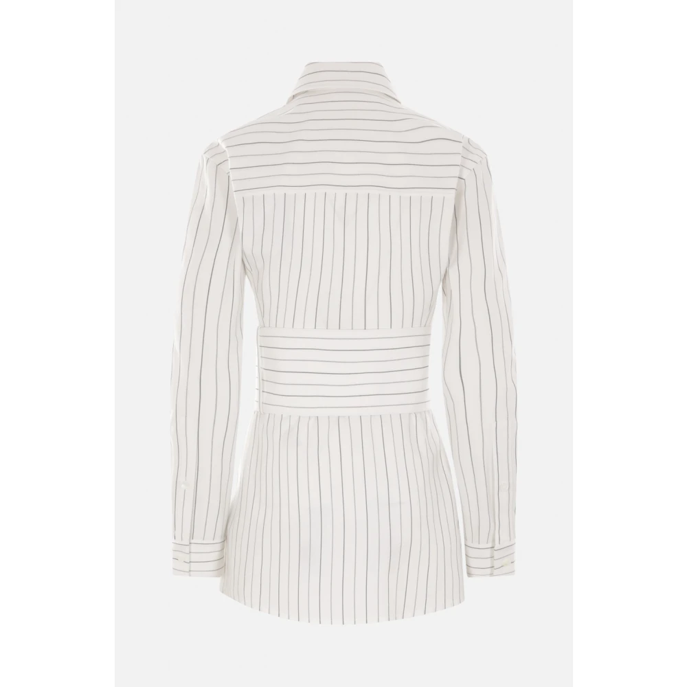 Burberry Gestreept katoenen overhemd met oversized gesp White Dames