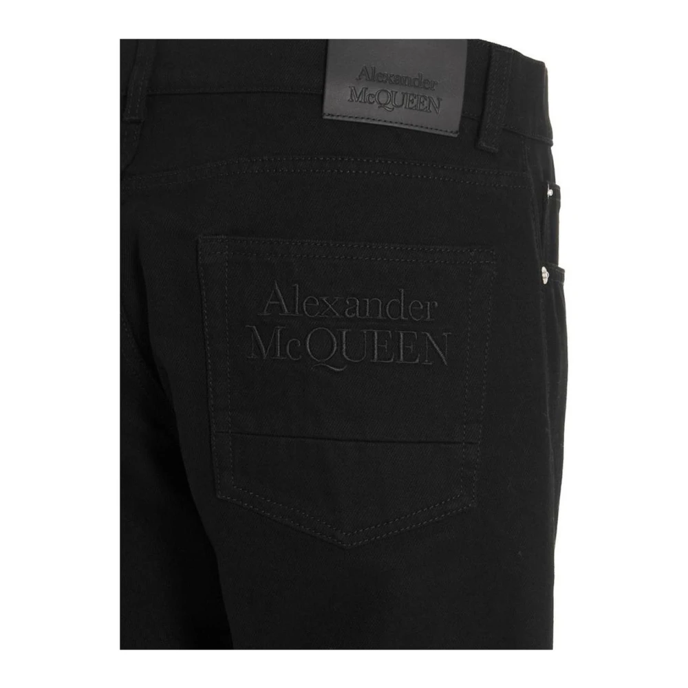 alexander mcqueen Zwarte Logo Geborduurde Casual Jeans Black Heren