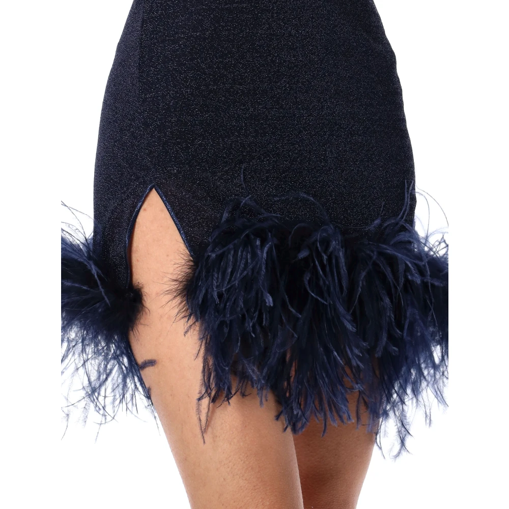 Oseree Nachtblauwe Lumiere Plumage Mini Jurk Black Dames
