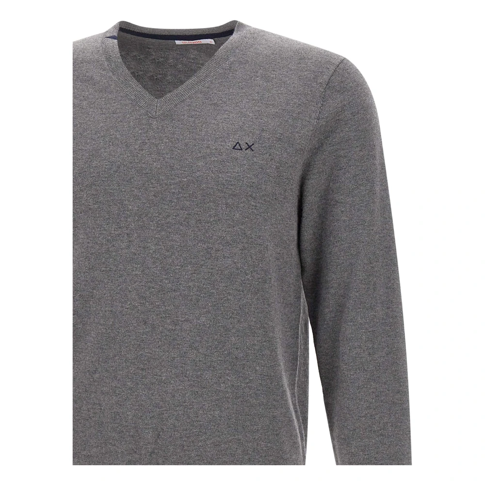 Sun68 Heren V-Hals Sweater Grijs Gray Heren