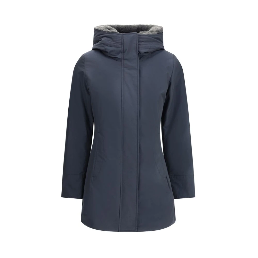 Woolrich Blue Winter Jackets, Female, Xs, Boulder Down Jacket With Faux Fur