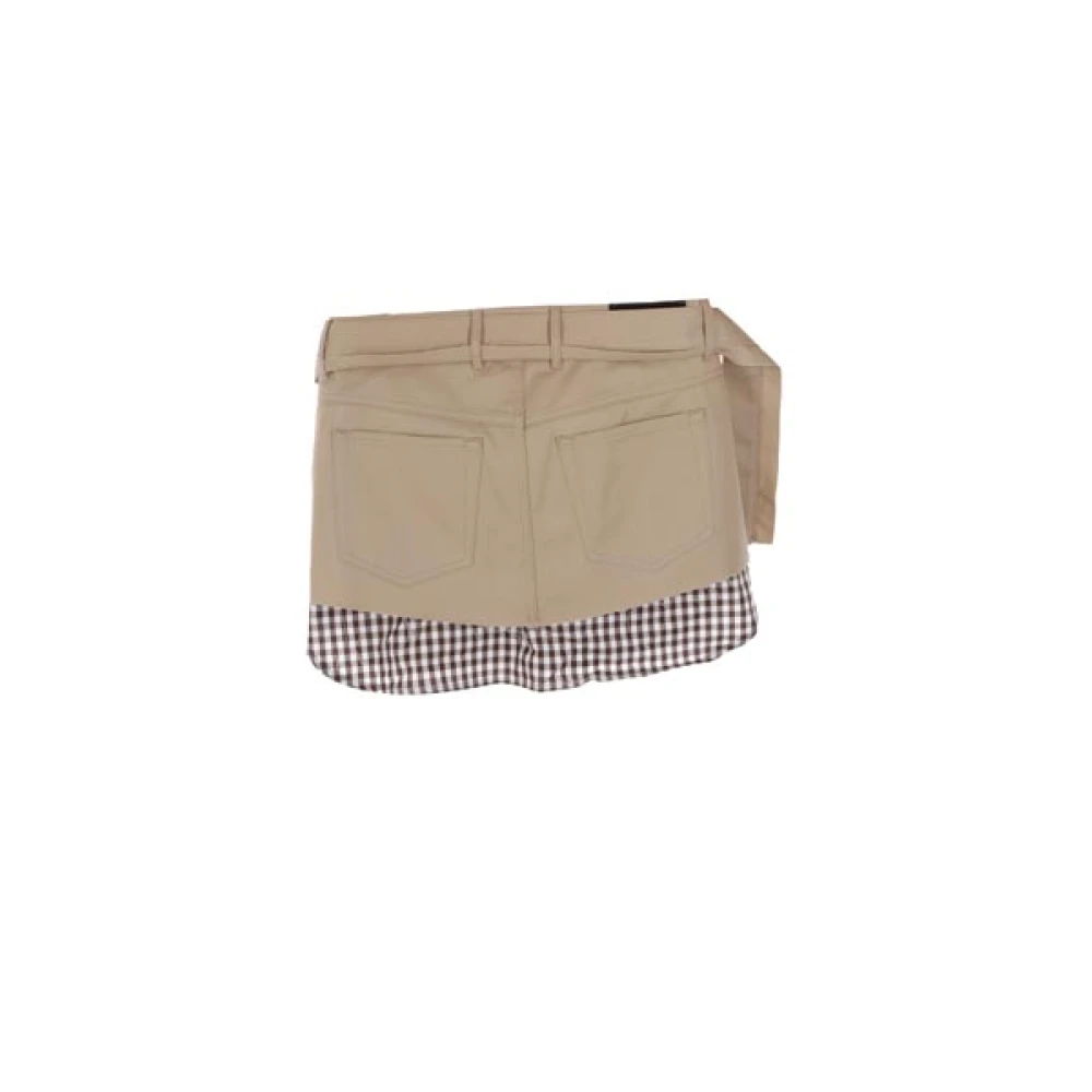 Meryll Rogge Beige Katoenen Rok met Geruite Inzet Beige Dames