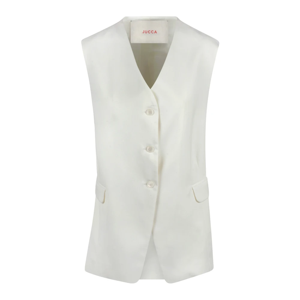Jucca Asymmetrische Wollen Blend Vest White Dames