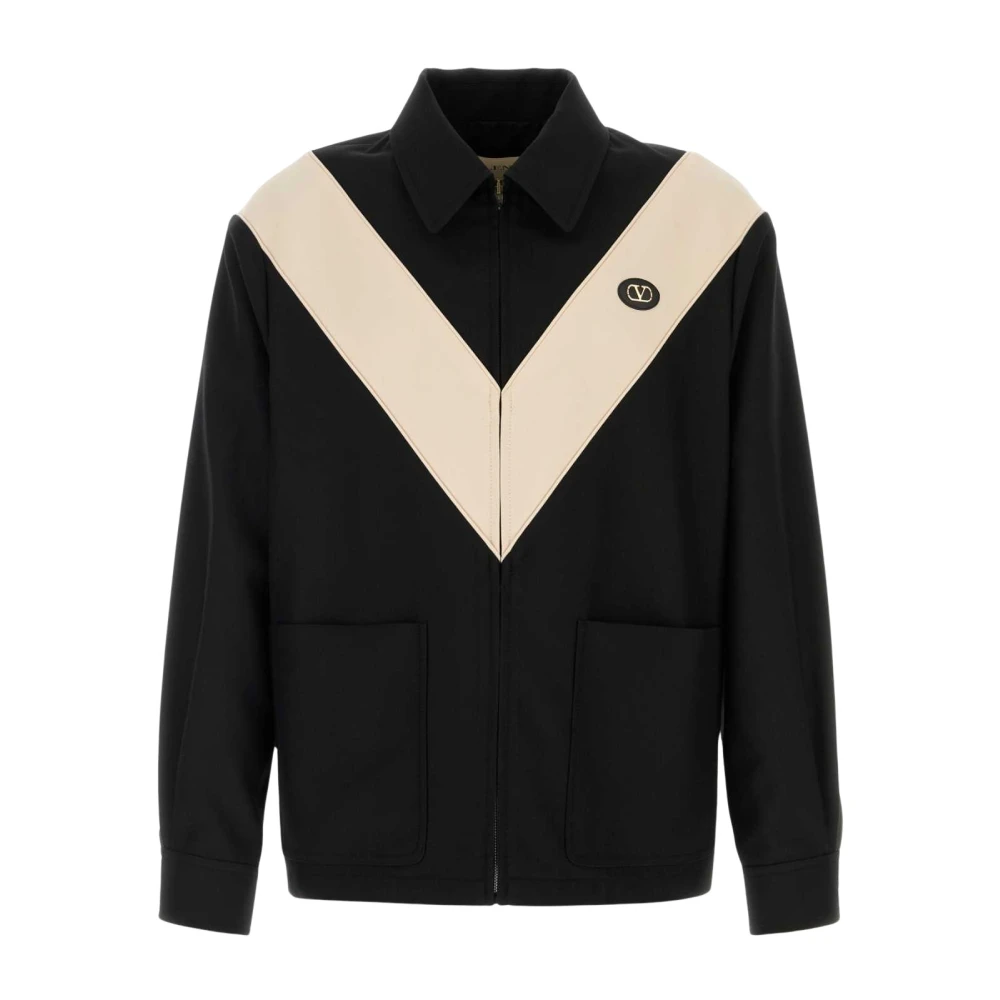Valentino Garavani Black Nylon Gabardine Jacket With Inlaid V And Vlogo Patch - Male - Bomber Jackets - L - Jackets