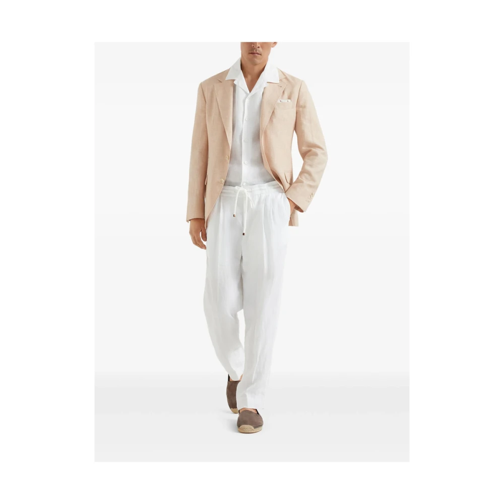 BRUNELLO CUCINELLI Witte Knoopsluiting Korte Mouw Overhemd White Heren