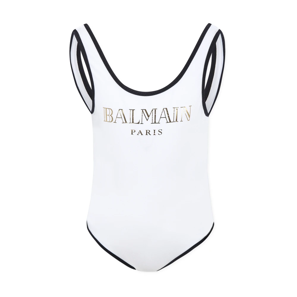 Balmain Vit Baddräkt med Svarta Detaljer White, Unisex