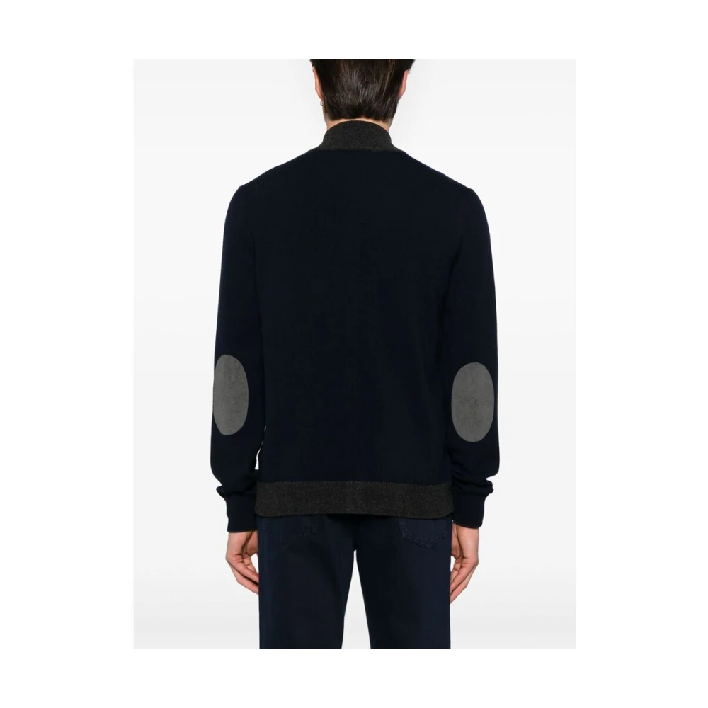 La Fileria Navy Blauw Wollen Gebreid Jack Blue Heren