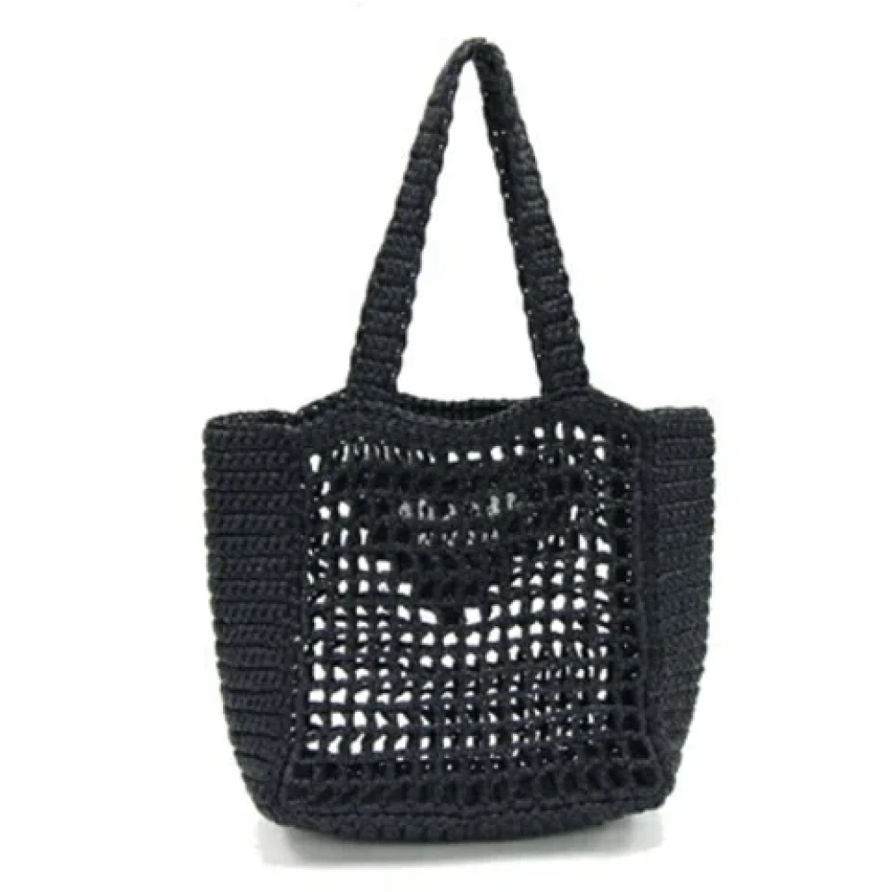 Prada Vintage Pre-owned Raffia shoulder-bags Black Dames