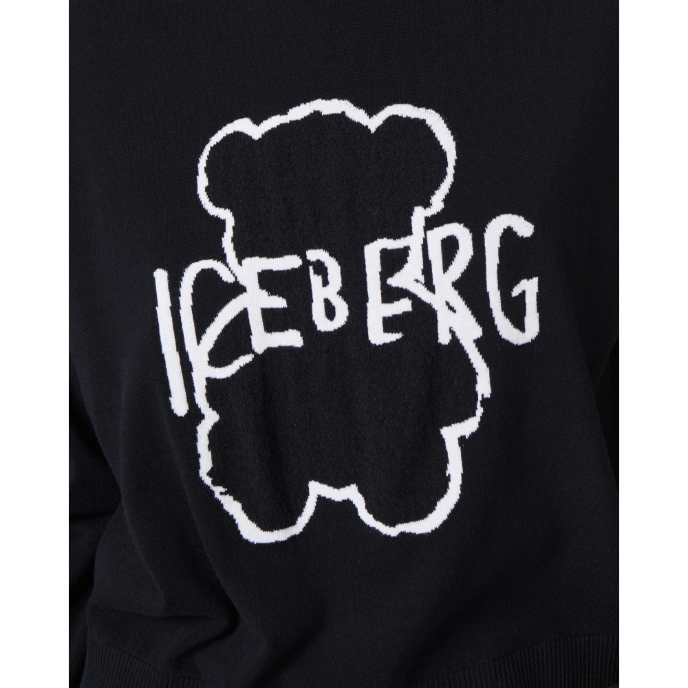 Iceberg Zwarte crew neck sweater van superdunne katoen Black Dames