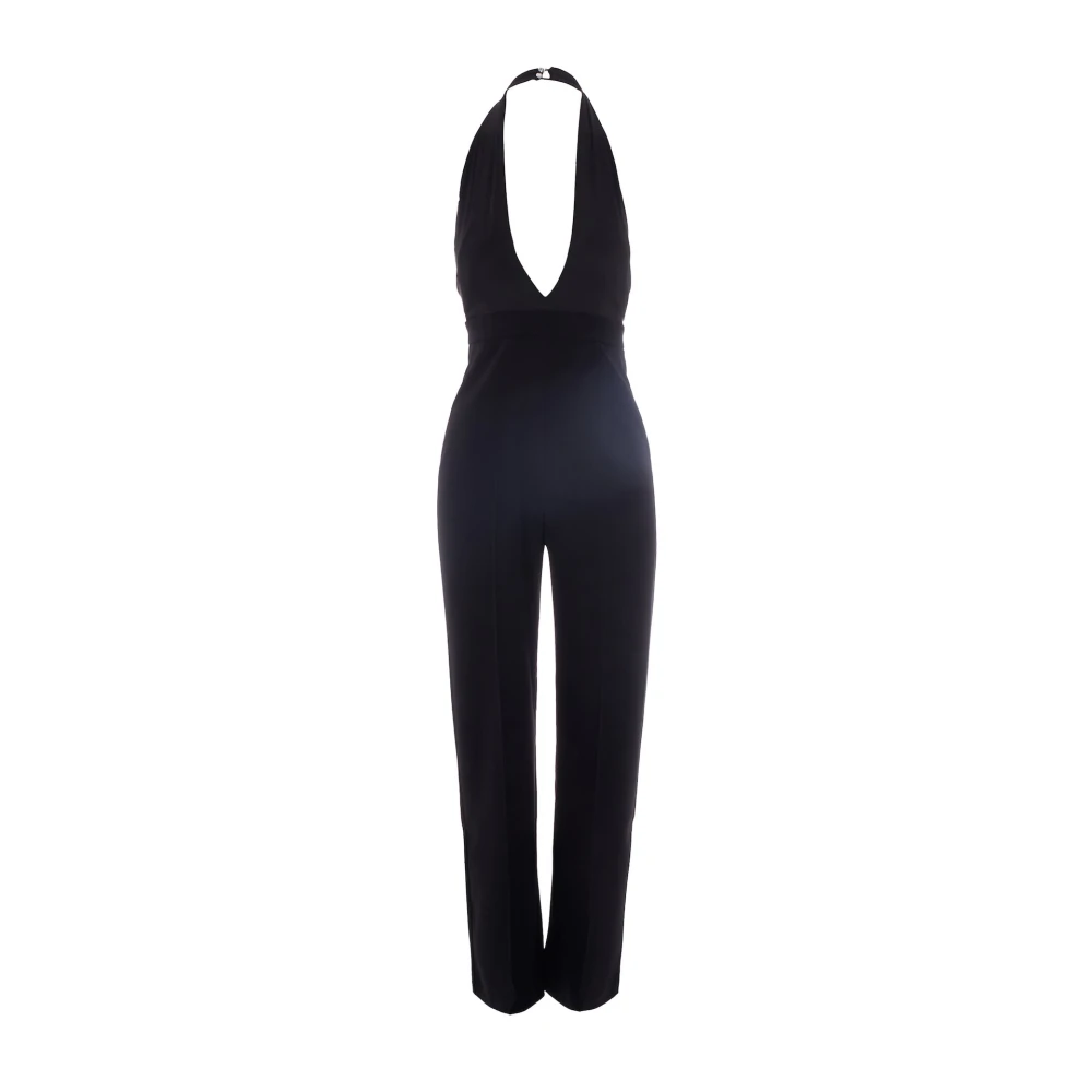 Patrizia Pepe Vrouw Zwart Fluid Crepe Jumpsuit Met Diepe Halslijn