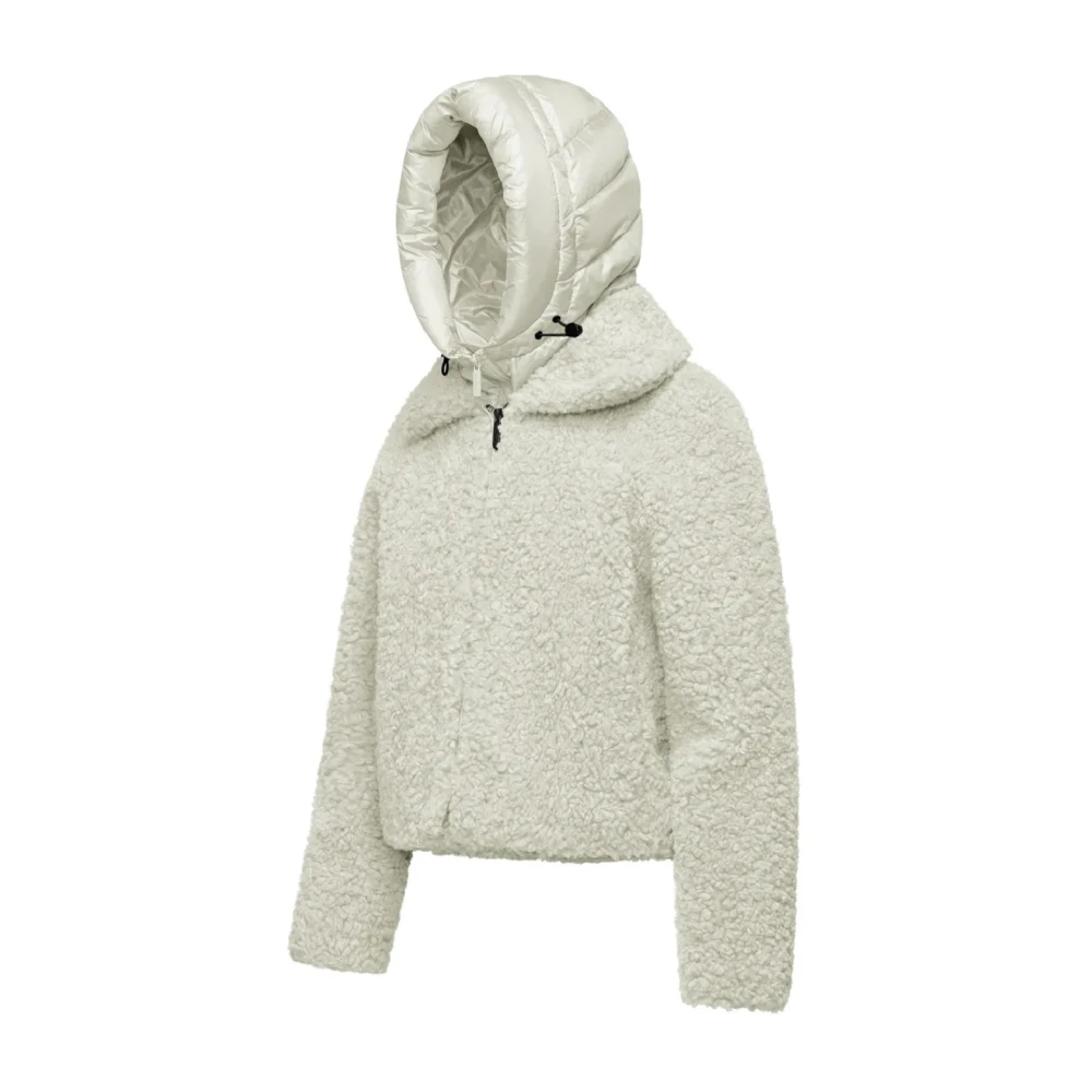 BomBoogie Korte Sherpa Fleece Jas met Afneembare Capuchon Beige Dames