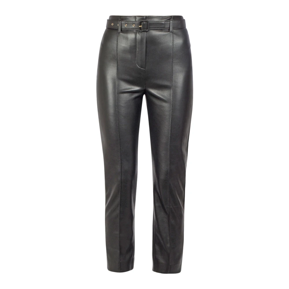 Jucca Hoge taille imitatie leren slim broek Black Dames