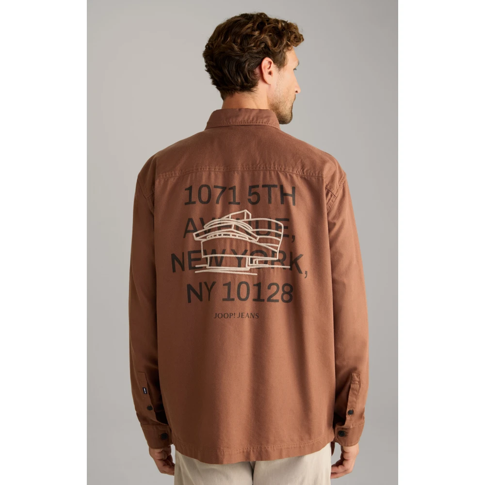 Joop! Bruine denim shirt met achterprint Brown Heren