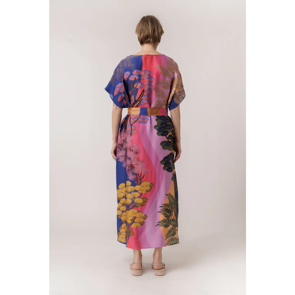 closed Woestijn Maxi Jurk met V-Hals Multicolor Dames