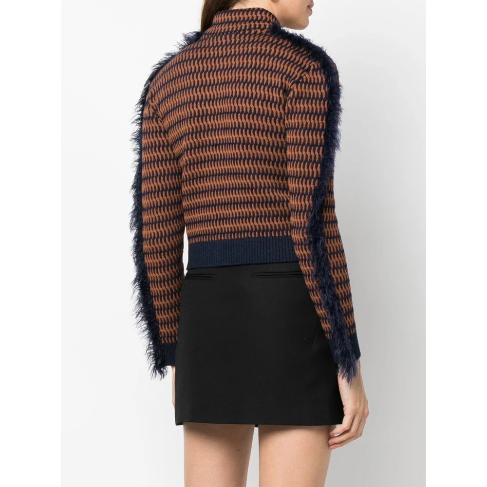 Durazzi Milano Bomber Cropped Wollen Gebreide Jas Multicolor Dames