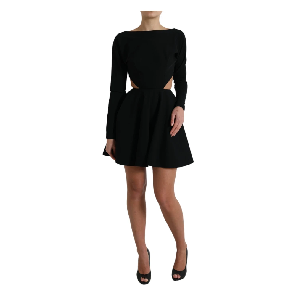 Dolce & Gabbana Zwart Cut-Out A-Lijn Mini Jurk Black Dames