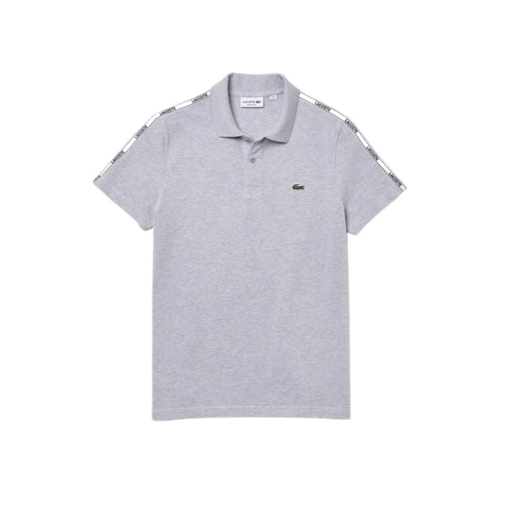 Lacoste Men's Gray Striped Polo Shirt - Polo Shirts - M - Tops