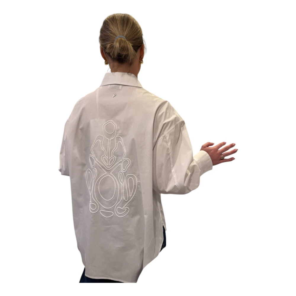 Dondup Witte Oversized Poplin Shirt met Zakken White Dames