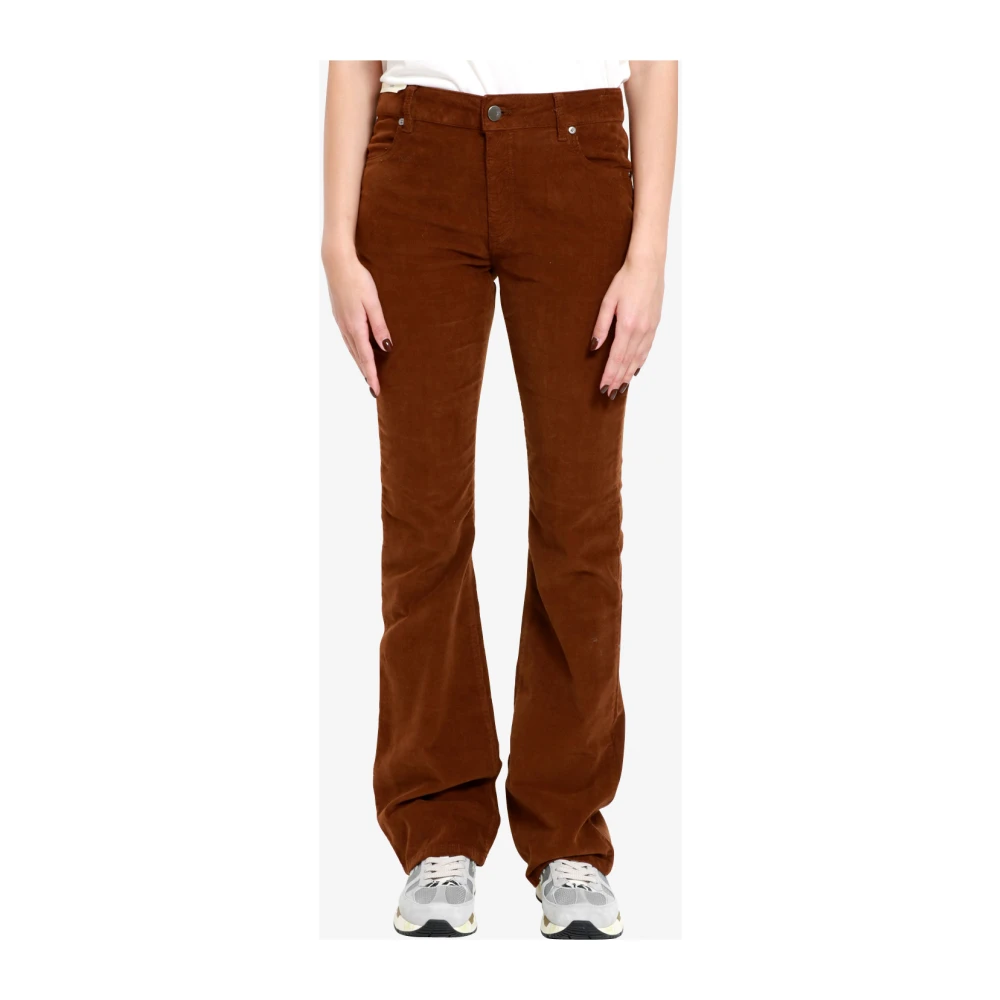 PT Torino Fluweel Flare Jeans Brown Dames