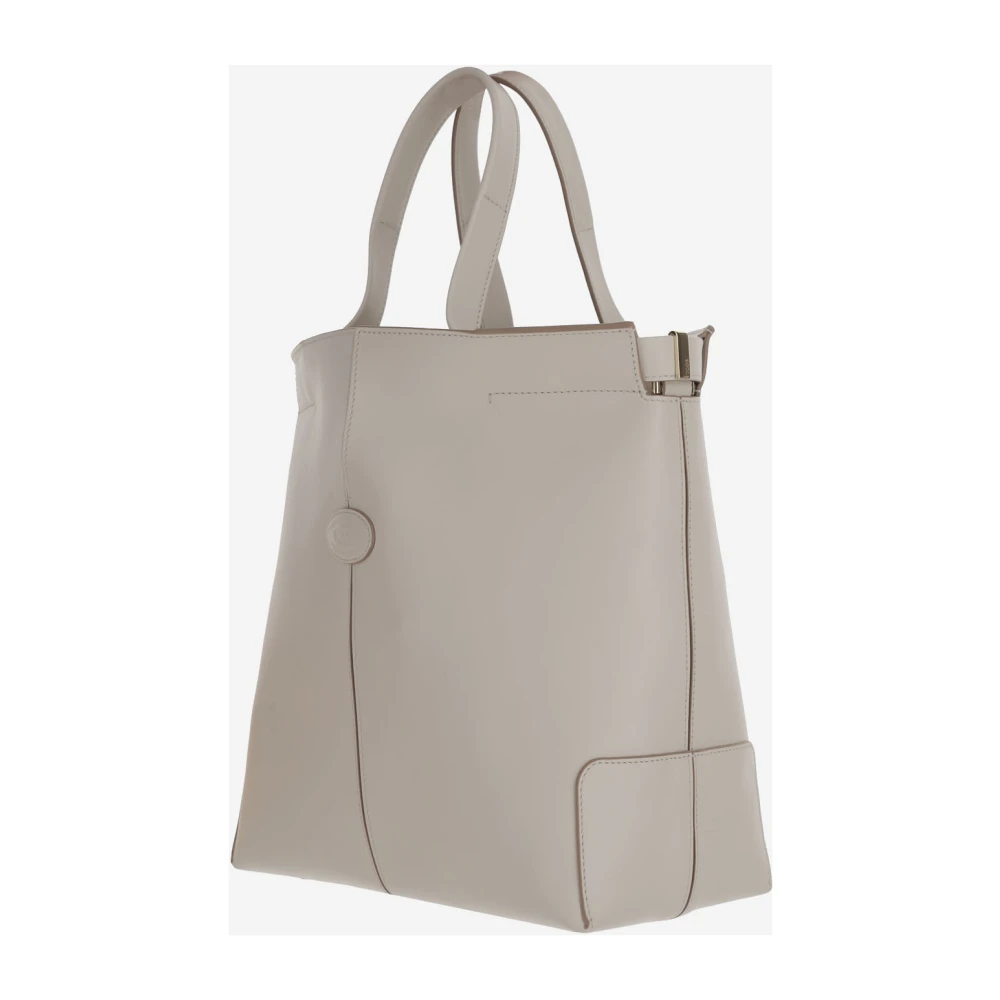 TOD'S Ivoor Leren Tas met Handvatten en Schouderband Beige Dames