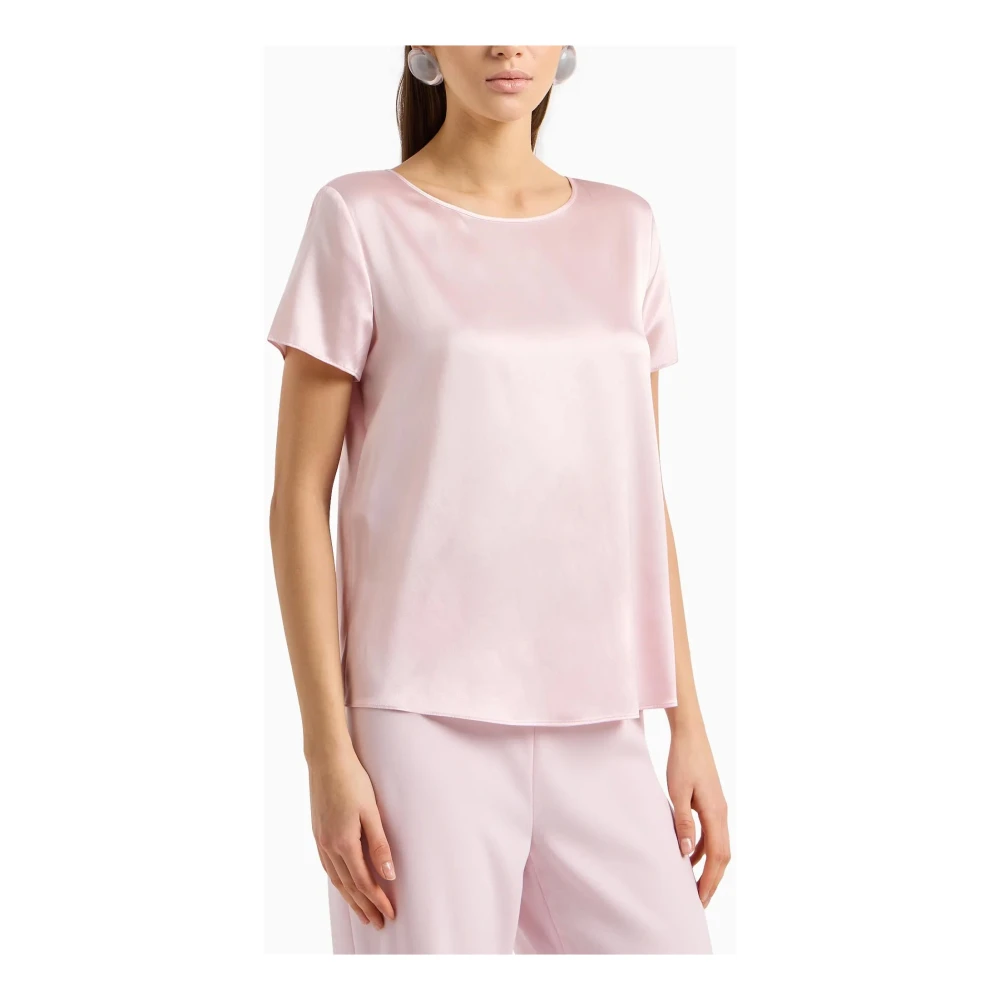 Emporio Armani Zijden Satijnen Roze Top Pink Dames