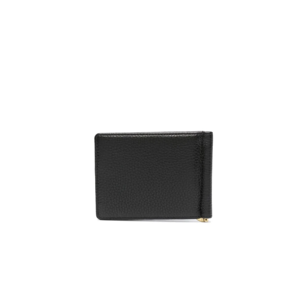 Versace Jeans Couture Zwarte leren portemonnee met logo print Black Dames