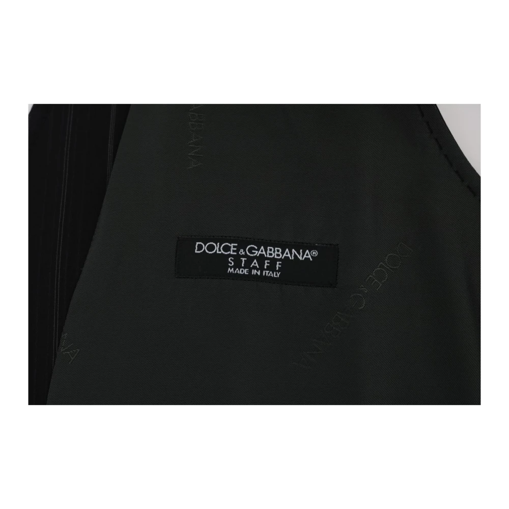 Dolce & Gabbana Gestreepte katoenen vest met verstelbare band Black Heren
