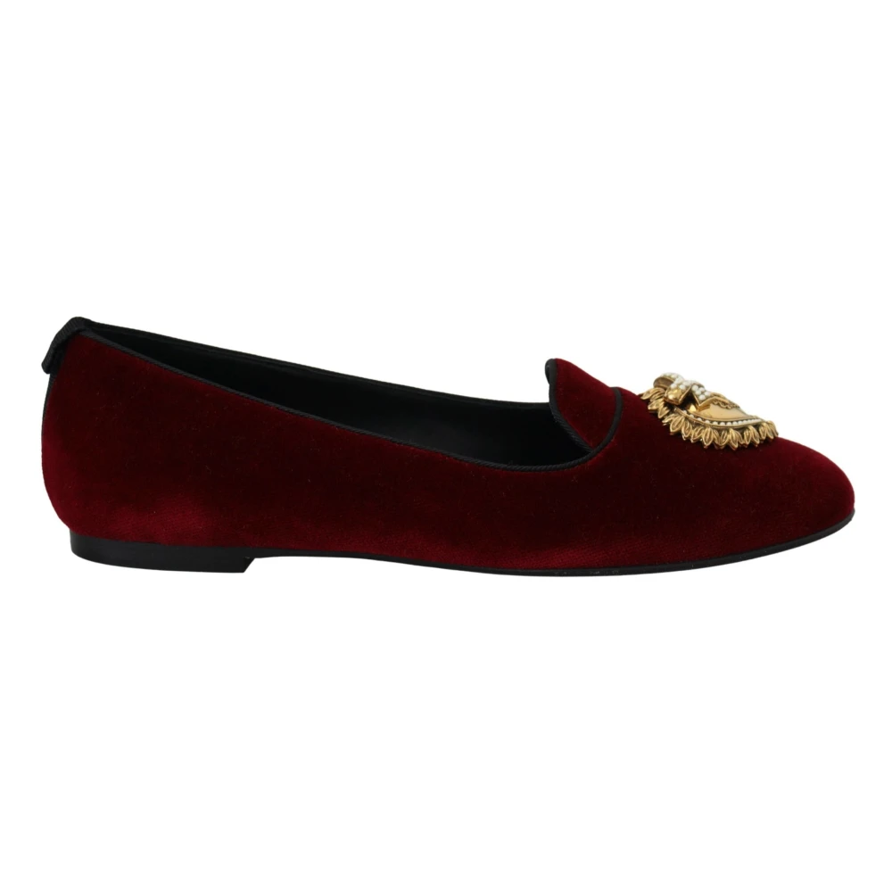 Dolce & Gabbana Women's Bordeaux Velvet Devotion Loafers