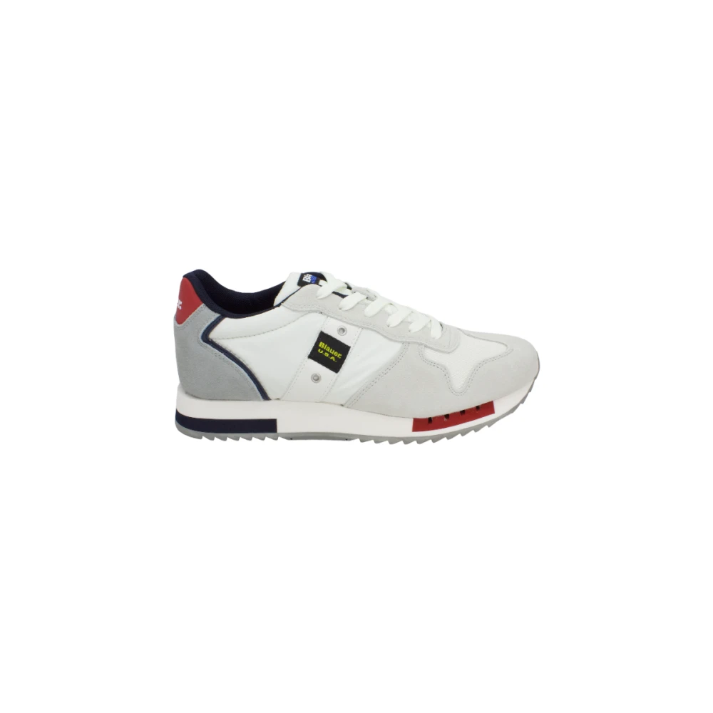 Blauer Men's White Sneakers, 7 Uk, Suede And Fabric Trainers