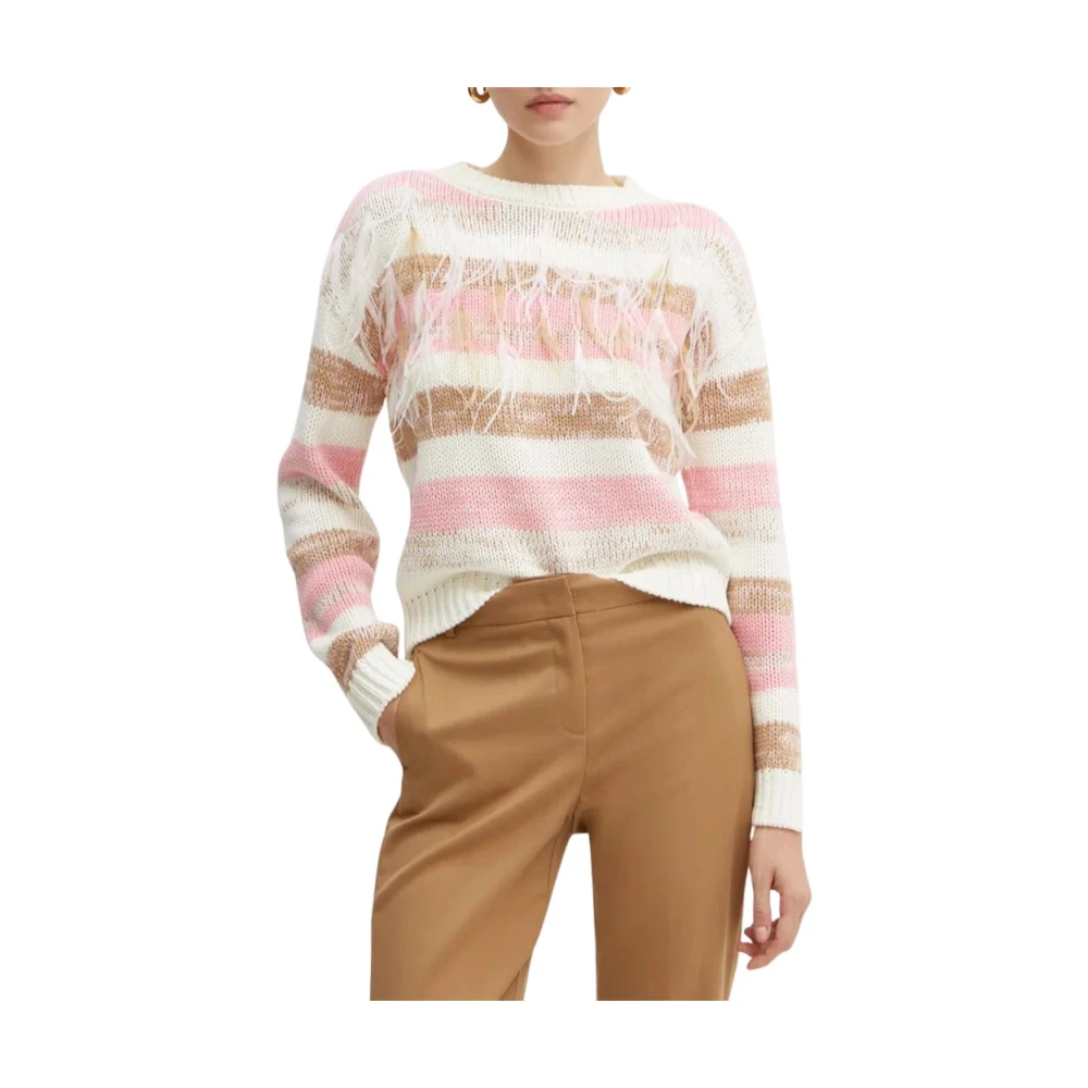 Twinset Gestreepte Veertrui Multicolor Dames